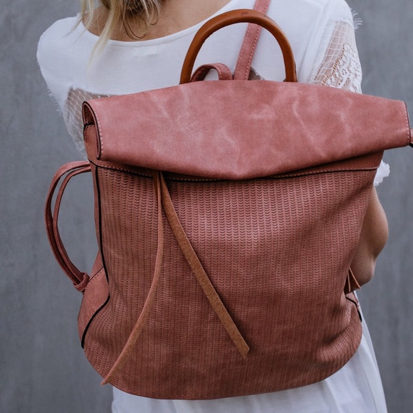 Vegan Leather BACK PACK NWT Dusty Rose Pink - Picture 4 of 7